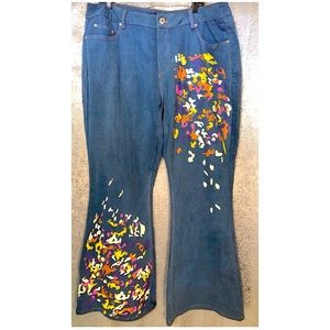 NWT Ashley Stewart Painted Flared Jeans Size 20